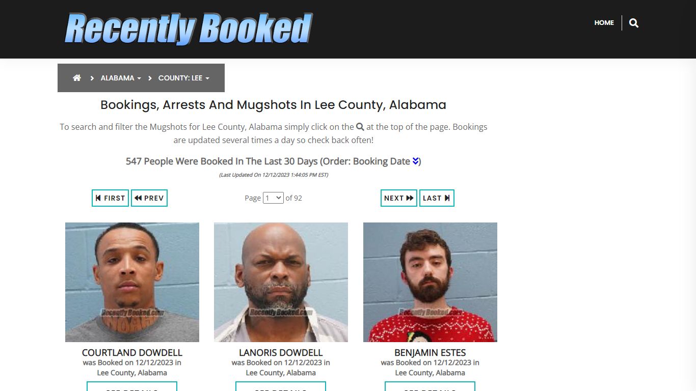 Recent bookings, Arrests, Mugshots in Lee County, Alabama - Recently Booked